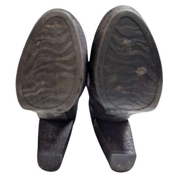 VTG Y2K Womens 8M Black Chunky Heel Ankle Boots Zip Up Gothic Grunge Punk Rock - Picture 7 of 11